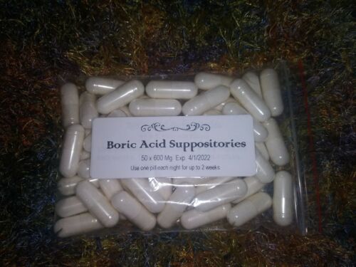 50 Boric Vaginal Suppositories - Vegan 600 Mg Capsules - Yoni Pops