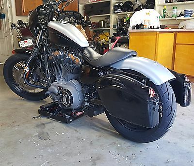 Black Hard Saddle Bags Trunk Luggage W/ Lights Mount Bracket Motorcycle Cruiser