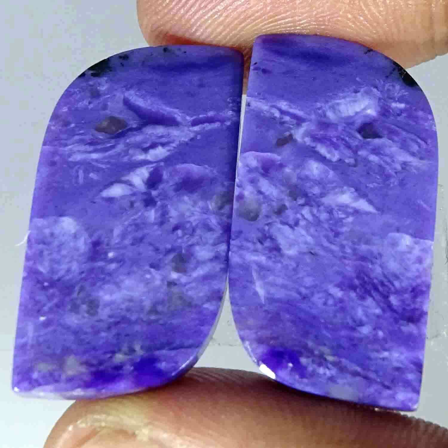42.10cts 100% Natural Blue Purple Russian Charoite Fancy Pair Cabochon