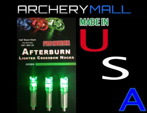 3 Green Afterburn Crossbow Arrows Lighted Nocks (half Moon .297-302 I.d.