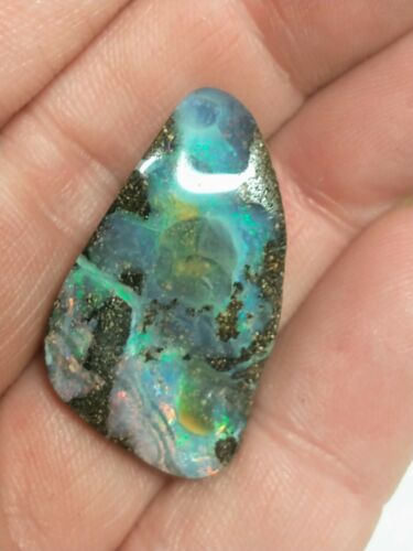 Polished Natural Australian Queensland Boulder Opal Pendant Bead, Over 20 Cts.