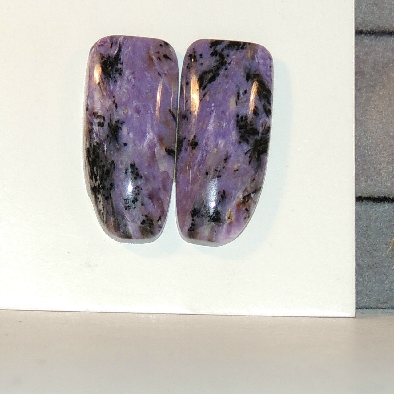 Charoite Cabochons From Russia 10x23mm With 4mm Dome Set Of 2(3813)