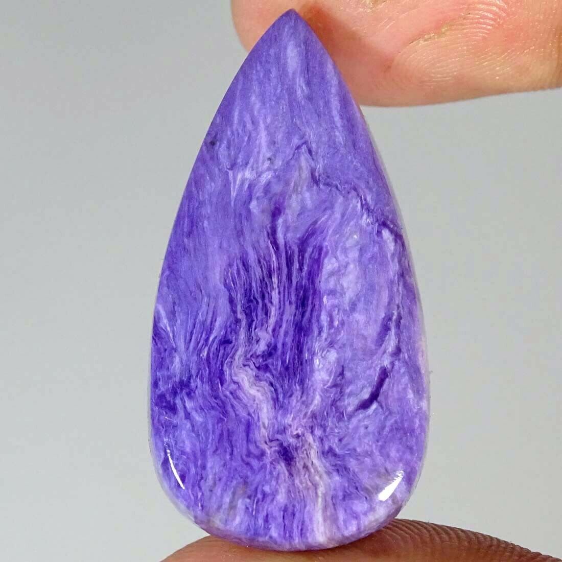 37.00cts Natural Russian Purple Blue Charoite Pear Cabochon Loose Gemstone